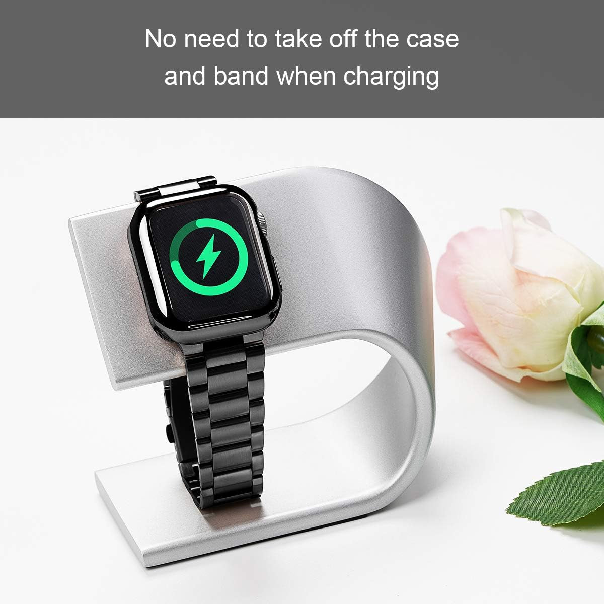 Compatible with Apple Watch Band 45Mm Series 9 8 7, Upgraded Stainless Steel Band with Iwatch Screen Protector Case for Men Women Black/Black