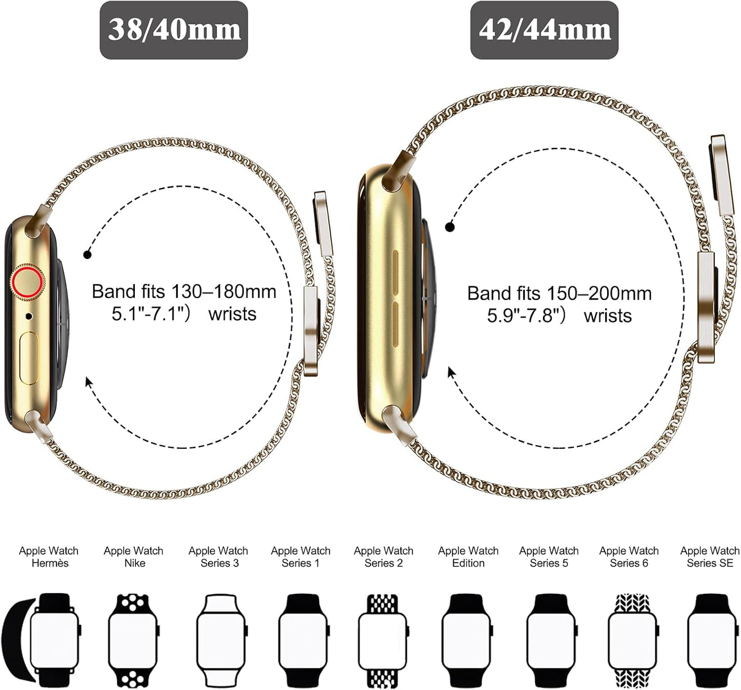 Metal Magnetic Bands Compatible for Apple Watch Band 44Mm with Case, Stainless Steel Milanese Mesh Loop Replacement Strap Compatible with Iwatch Series 10-1 SE Women Men,Light Gold