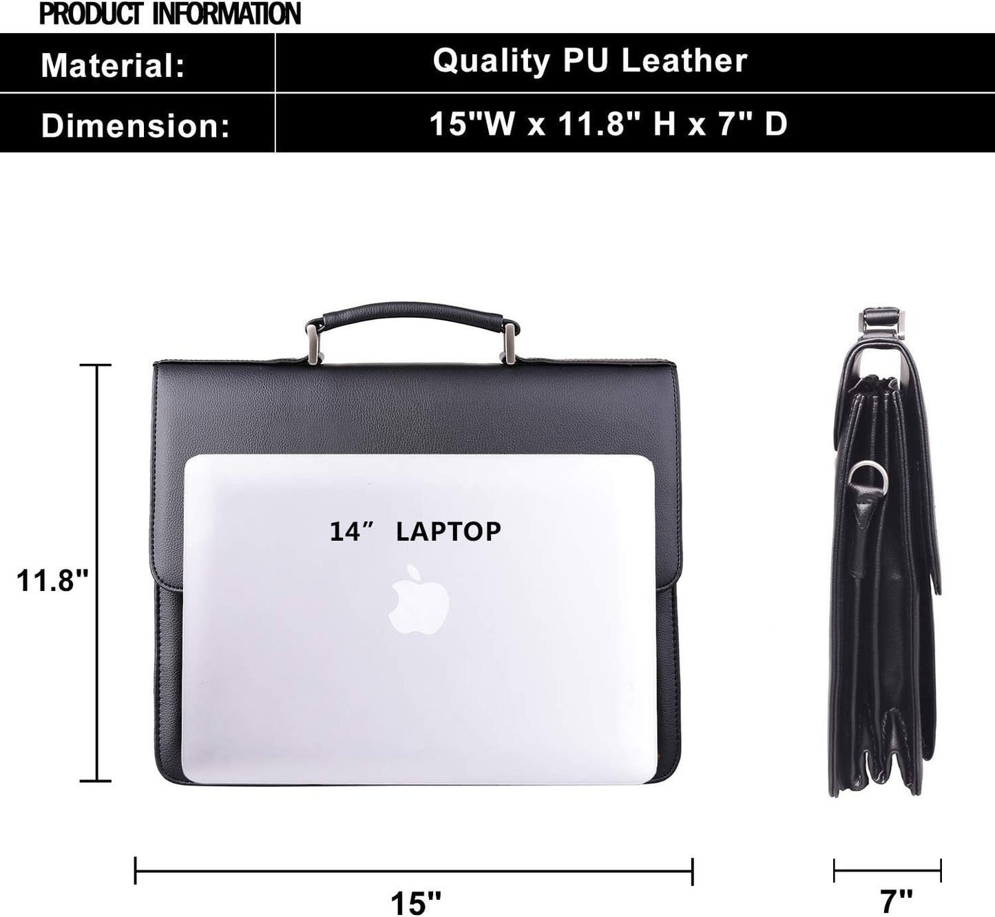 Mens New PU Leather Attache Briefcase Traditional Messenger Lawyer Bag, MBYX015