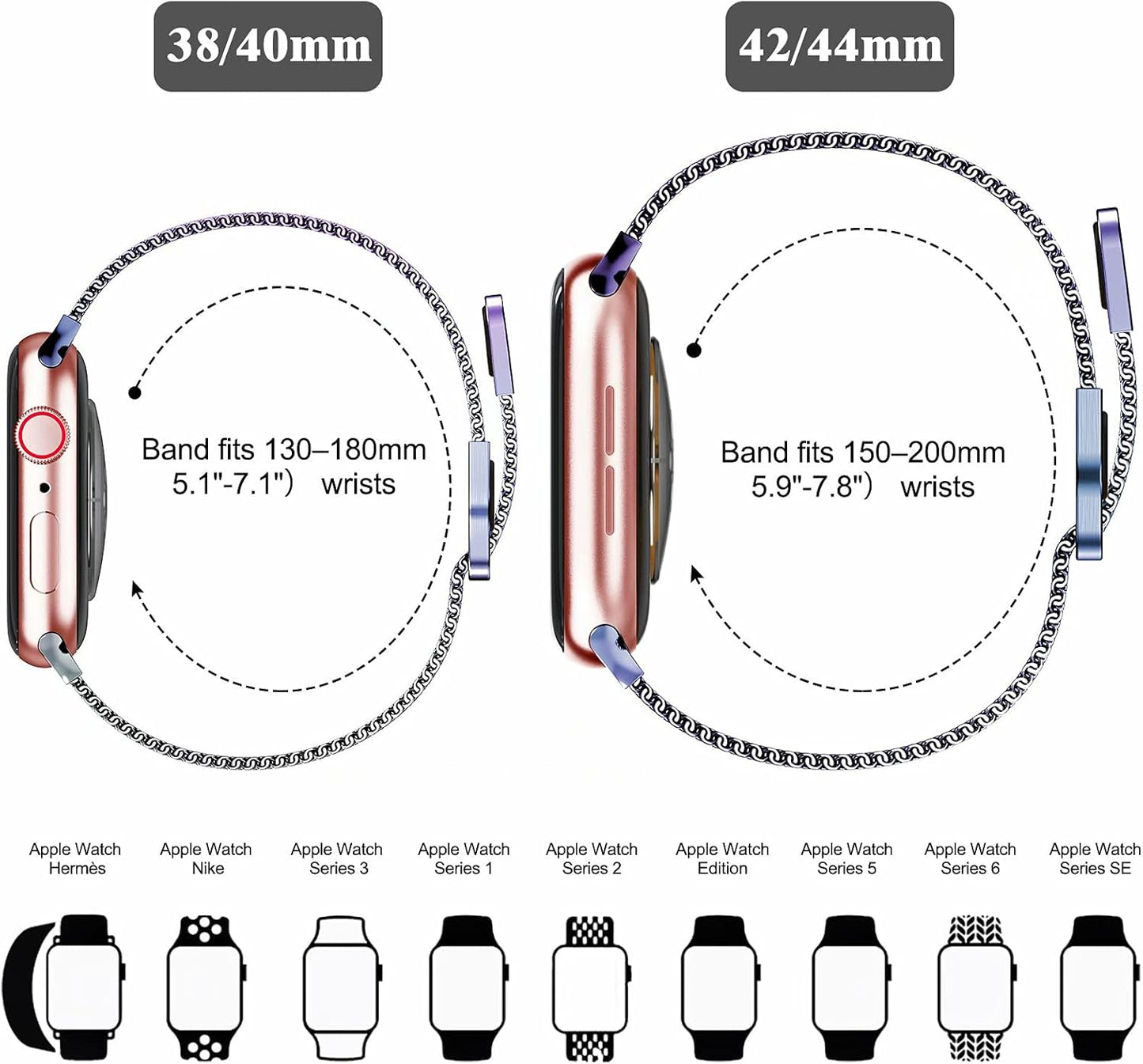 Metal Magnetic Bands Compatible for Apple Watch Band 42Mm with Case, Stainless Steel Milanese Mesh Loop Replacement Strap Compatible with Iwatch Series 10-1 SE Women Men,Colorful