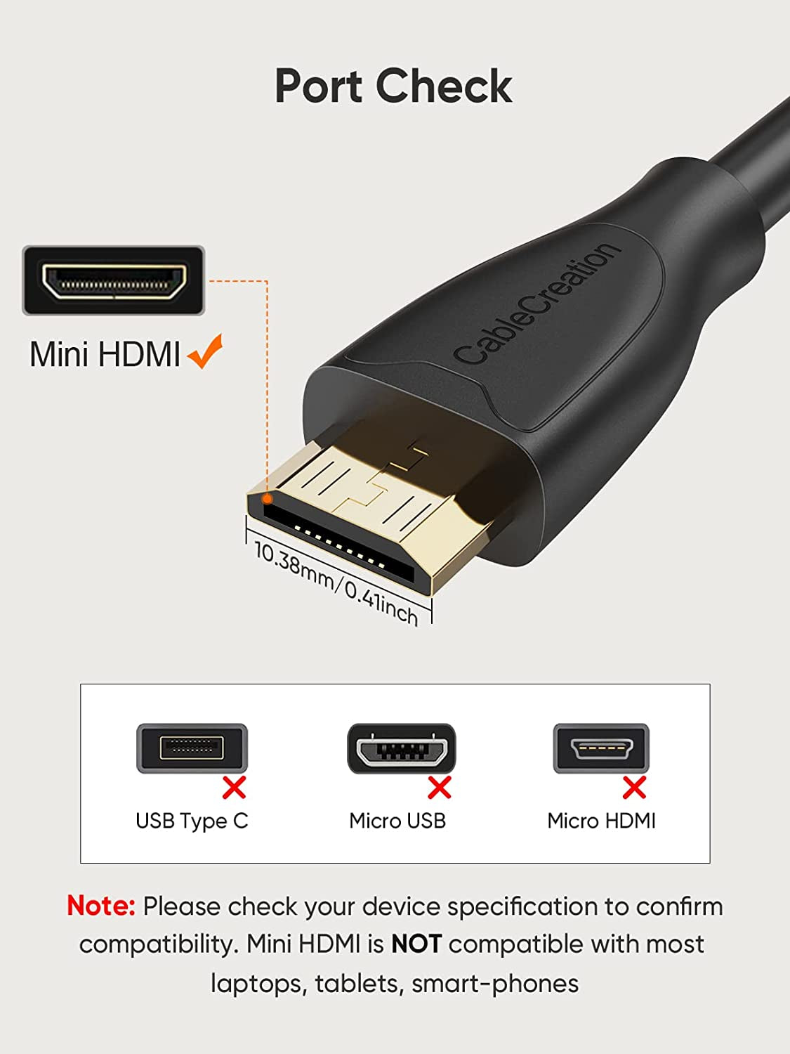 Mini HDMI to HDMI Cable, High Speed 4K 60Hz HDMI Adapter Male to Male, Compatible with Camera, Camcorder, Laptops, Graphics Card, HDTV, Tablet, EOS RP/EOS 7D Mark II/XA40, 3FT