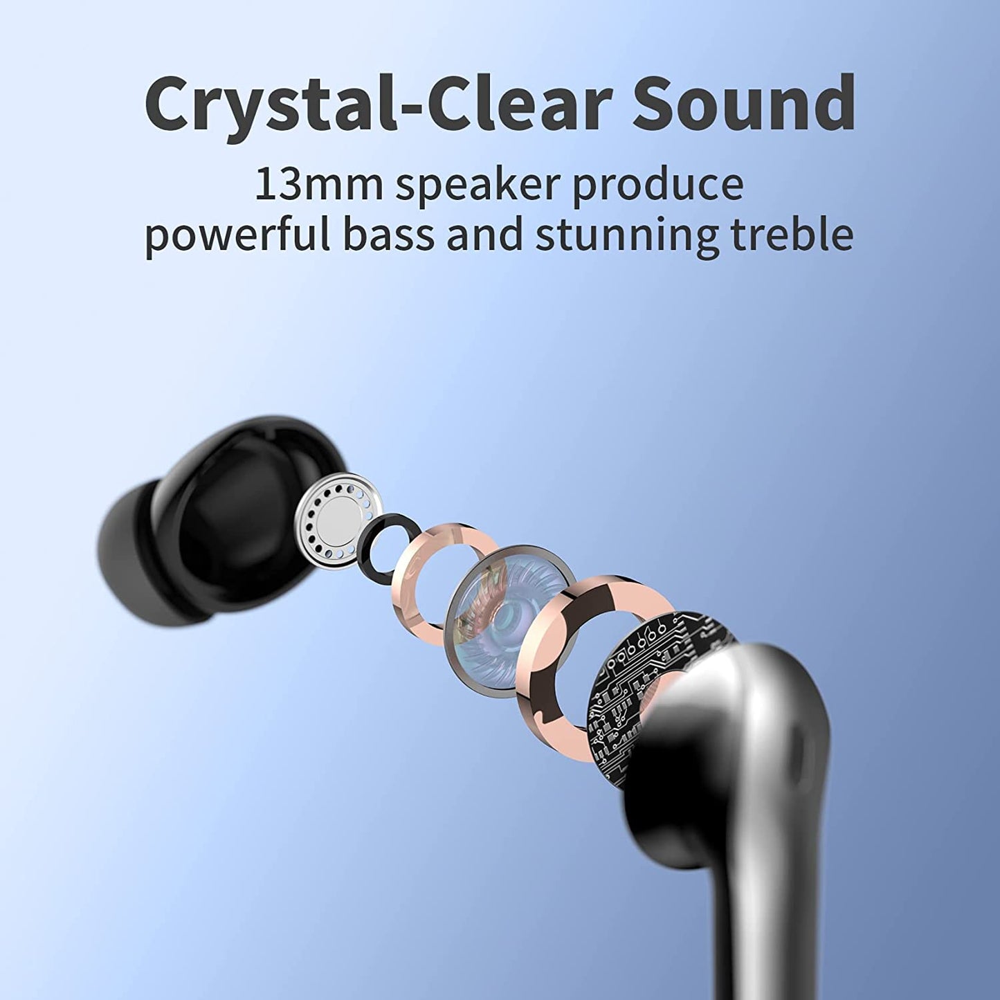 Remote Case Compatible Withr Bluetooth Headphones True Wireless Earbuds 60H Playback LED Power Display Earphones with Wireless Charging Case IPX5 Waterproof In-Ear Ear- Black