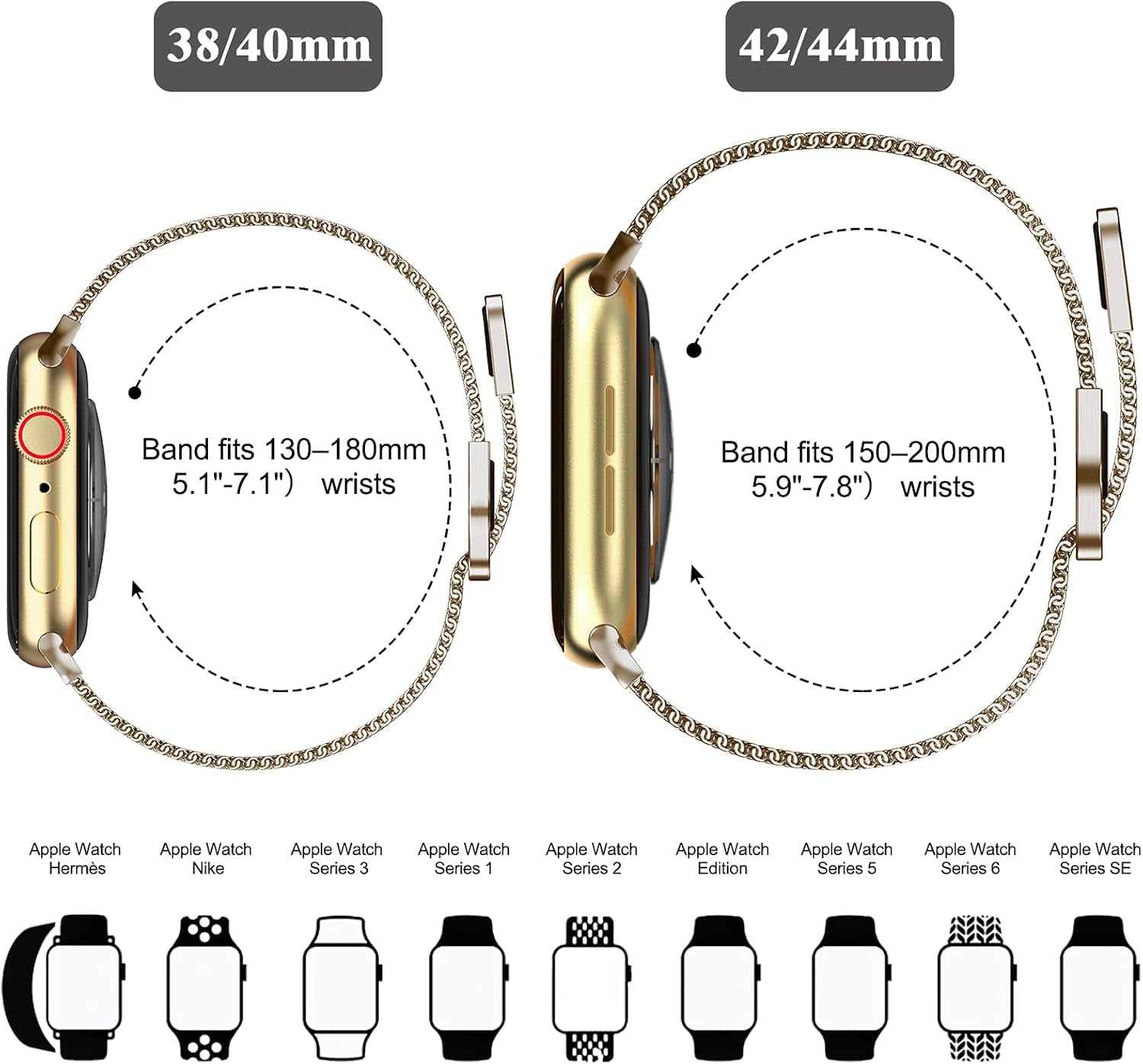 Metal Magnetic Bands Compatible for Apple Watch Band 44Mm with Case, Stainless Steel Milanese Mesh Loop Replacement Strap Compatible with Iwatch Series 10-1 SE Women Men,Light Gold
