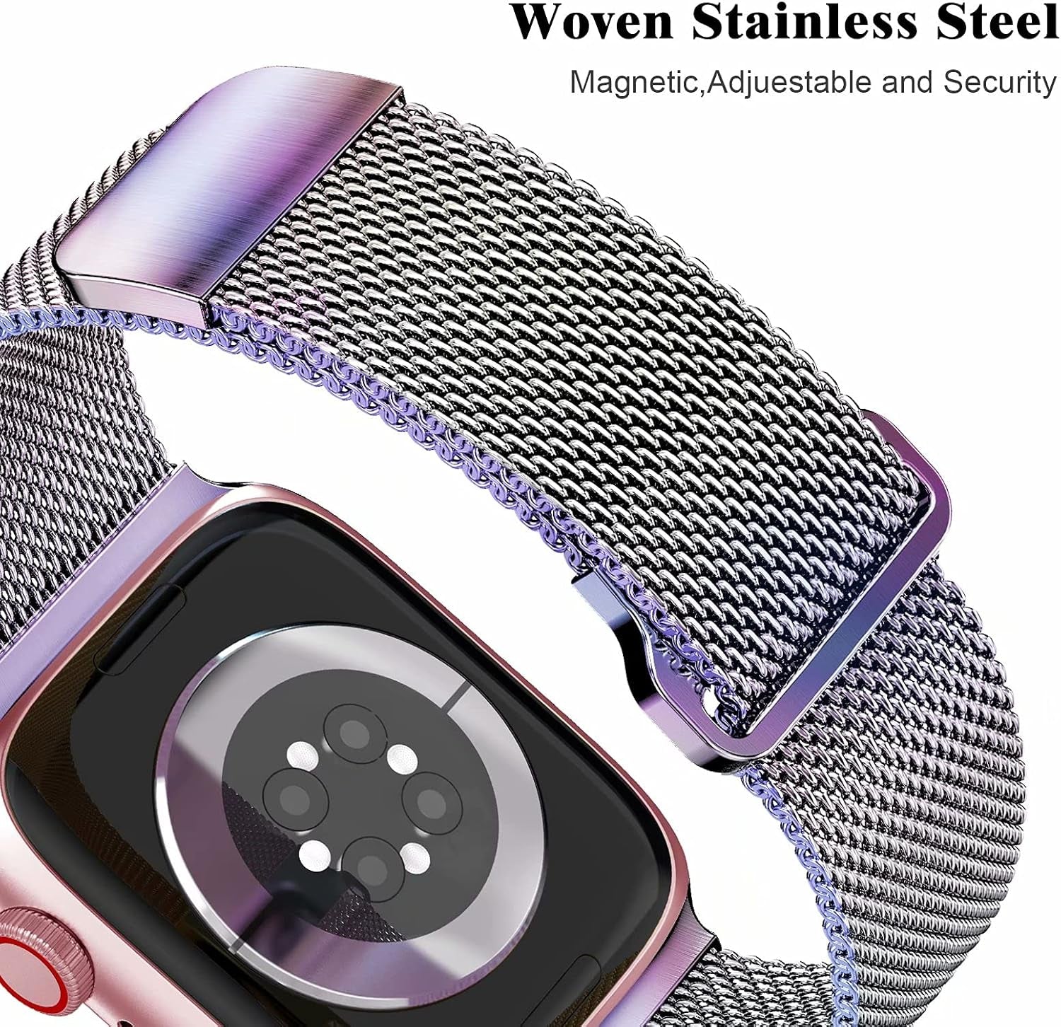 Metal Magnetic Bands Compatible for Apple Watch Band 42Mm with Case, Stainless Steel Milanese Mesh Loop Replacement Strap Compatible with Iwatch Series 10-1 SE Women Men,Colorful