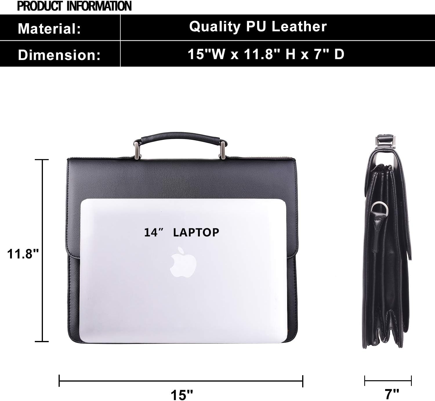 Mens New PU Leather Attache Briefcase Traditional Messenger Lawyer Bag, MBYX015