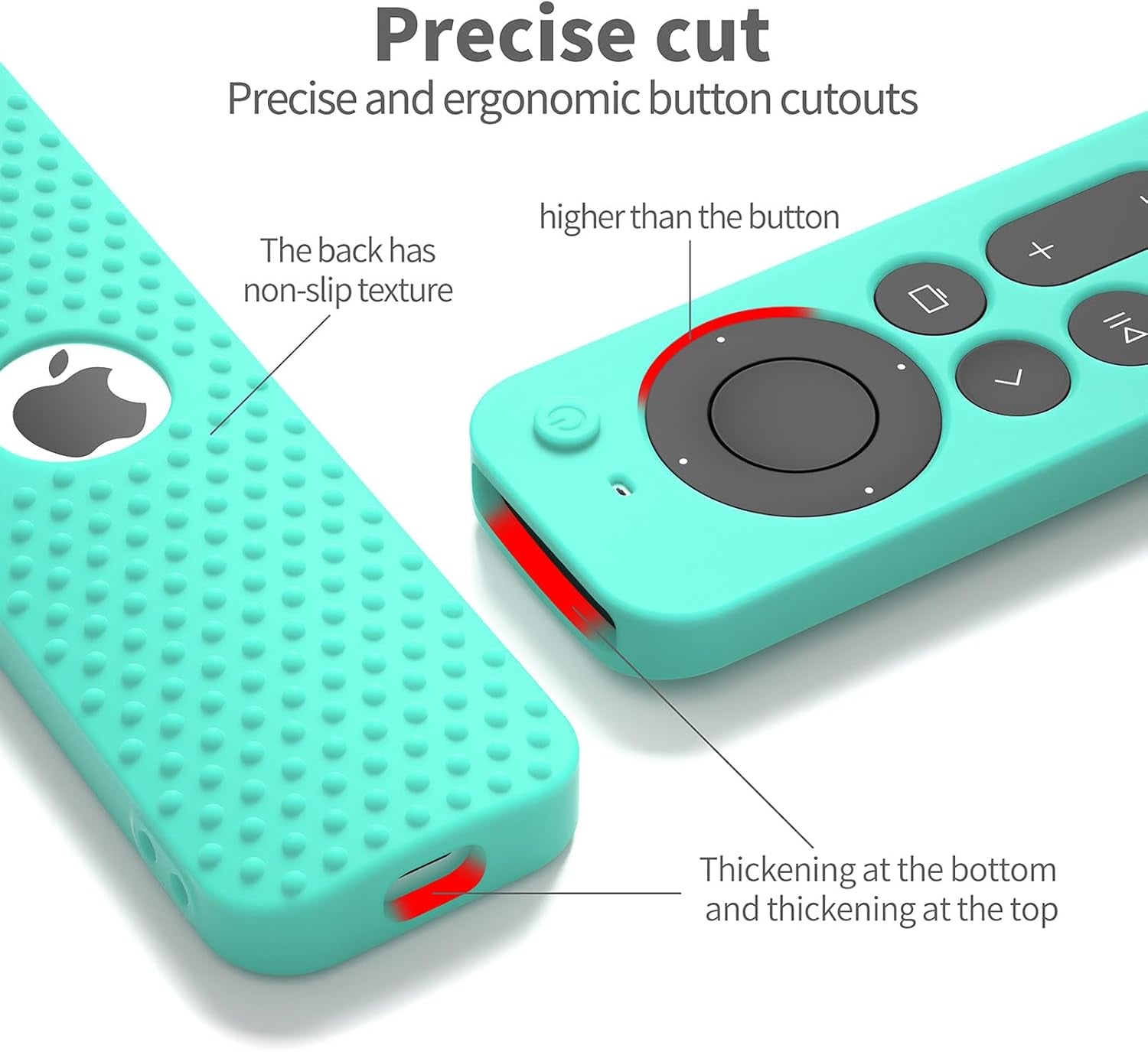 Silicone Cover Compatible with Apple TV Siri Remote 3Rd 2023 Shockproof Protective Case for Apple TV 4K 2Nd 2021 Remote Sleeve with Lanyard(Mint Green)