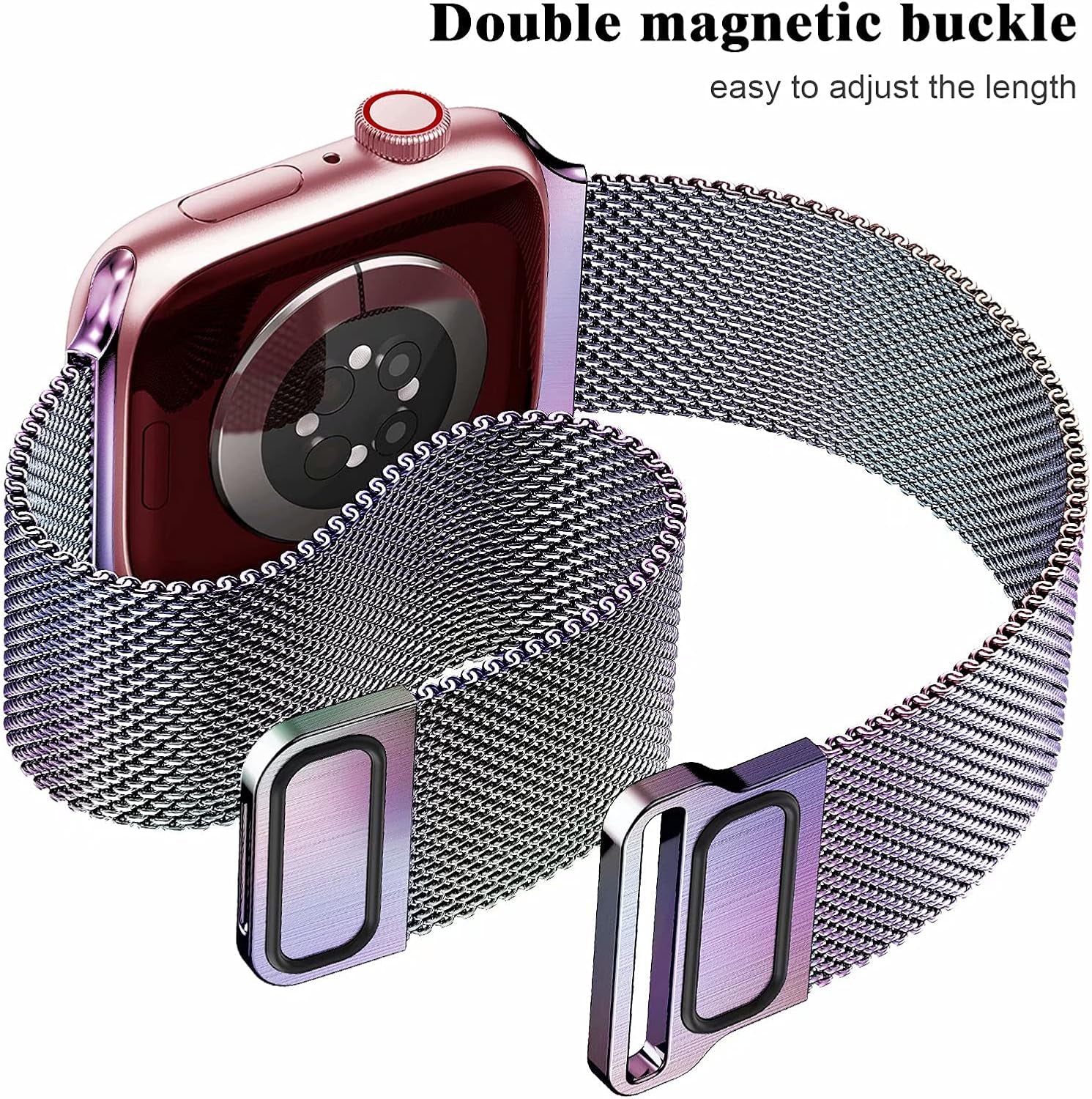 Metal Magnetic Bands Compatible for Apple Watch Band 42Mm with Case, Stainless Steel Milanese Mesh Loop Replacement Strap Compatible with Iwatch Series 10-1 SE Women Men,Colorful