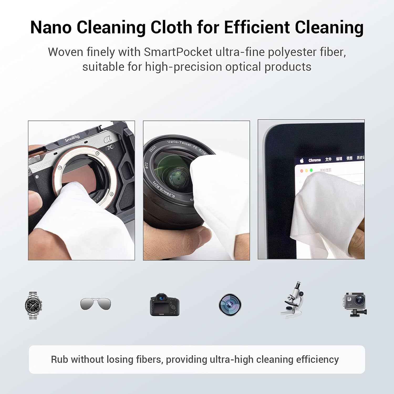 Selection Wet & Dry Cleaning Kit, Microfiber Lens Cloth & Wipe, Glass Cleaner Cloth for Electronics Camera Photography Screens Laptop, No Scratch Design, 15 Pack - 3302