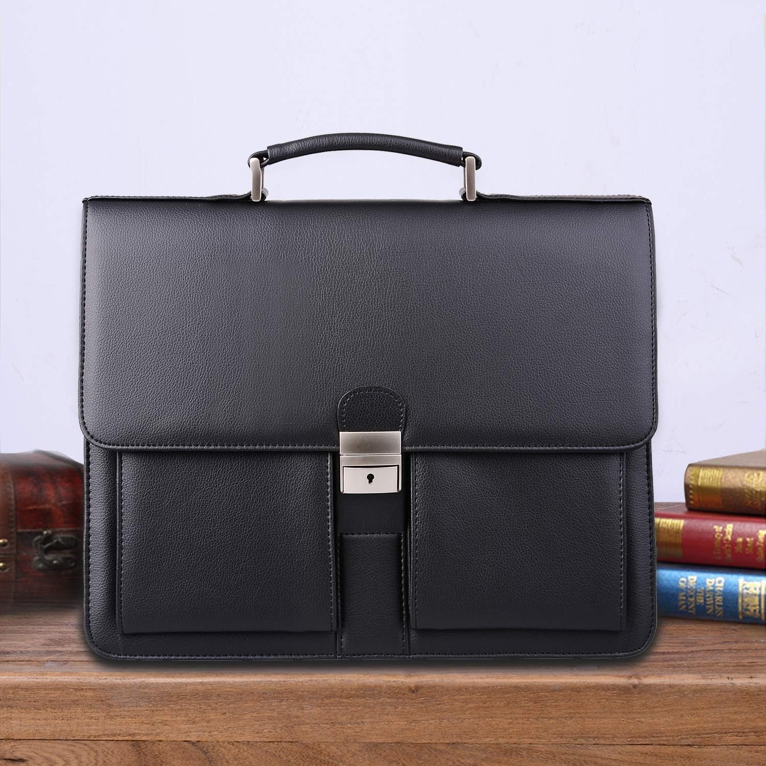 Mens New PU Leather Attache Briefcase Traditional Messenger Lawyer Bag, MBYX015