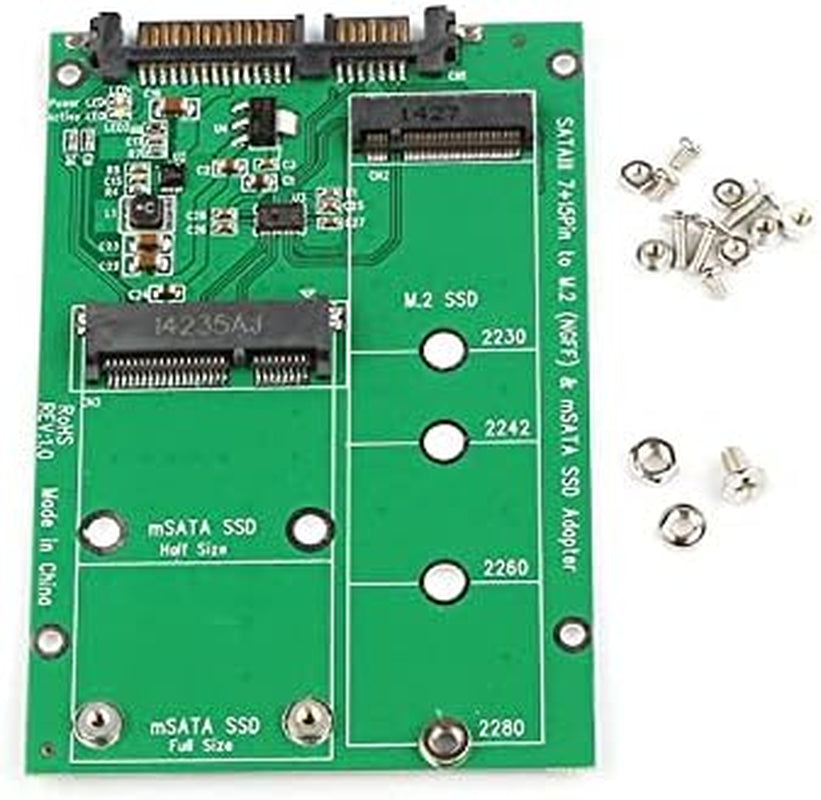 2 in 1 Combo Mini PCI- E 2 Lane M.2 NGFF & Msata SSD to SATA 3.0 III Adapter Converter PCBA
