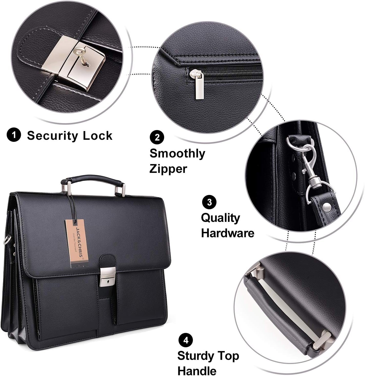 Mens New PU Leather Attache Briefcase Traditional Messenger Lawyer Bag, MBYX015