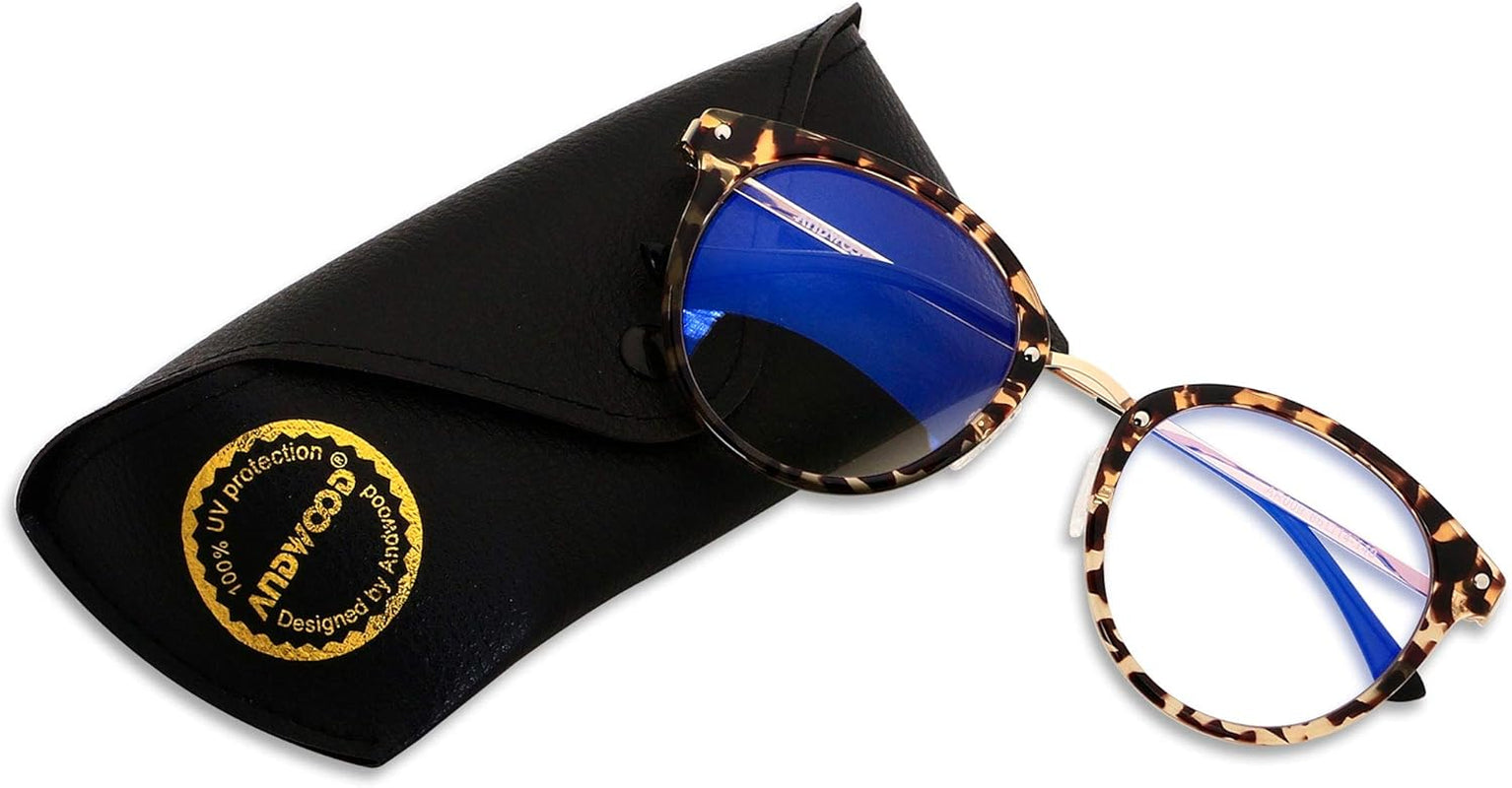 Oversized Blue Light Blocking Glasses Women Big round Computer Fake Bluelight Blocker Circle Frame Leopard
