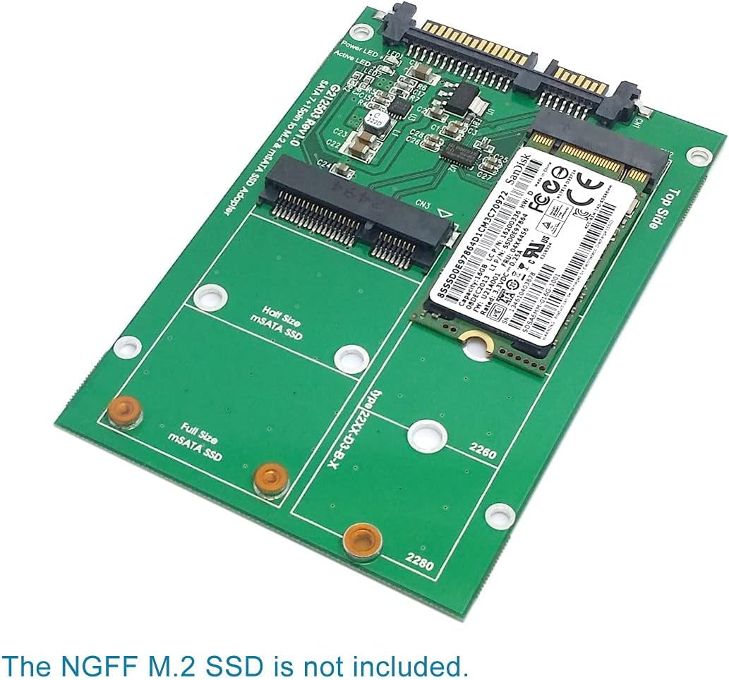 2 in 1 Combo Mini PCI- E 2 Lane M.2 NGFF & Msata SSD to SATA 3.0 III Adapter Converter PCBA