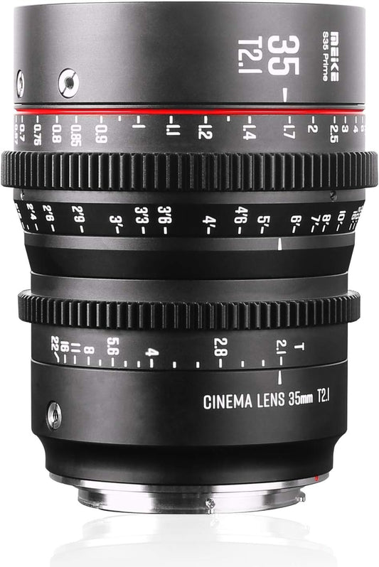 35Mm T2.1 S35 Manual Focus Wide Angle Prime Cinema Lens for Canon EF Mount and EOS C100, C200, C300 Mark III, Zcam E2-S6 6K