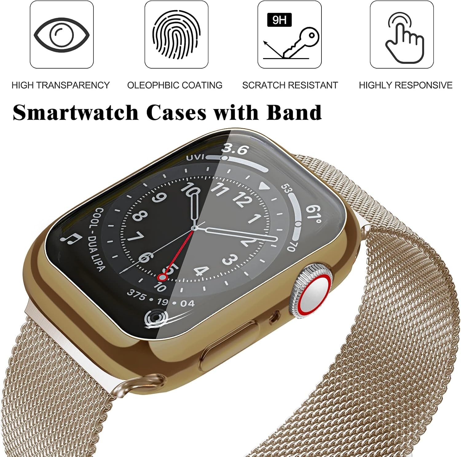 Metal Magnetic Bands Compatible for Apple Watch Band 44Mm with Case, Stainless Steel Milanese Mesh Loop Replacement Strap Compatible with Iwatch Series 10-1 SE Women Men,Light Gold