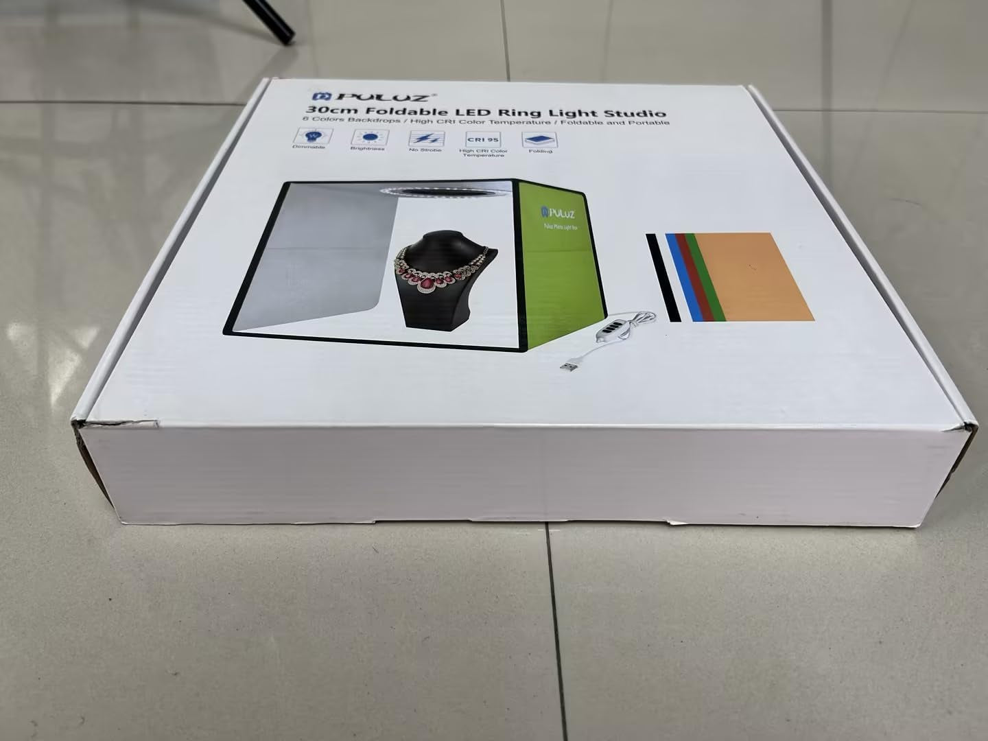 11.8" Photo Light Box, Portable Folding Light Box Photography for Product,Led Light Photo Box with 6 Colors Backdrops