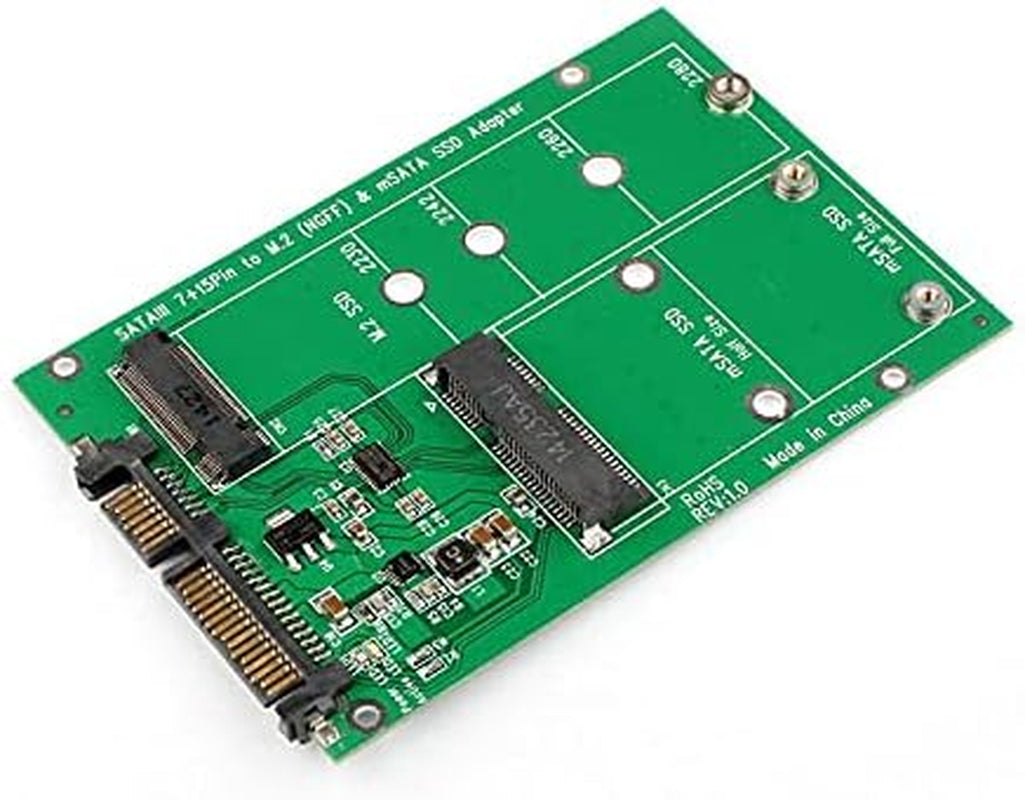 2 in 1 Combo Mini PCI- E 2 Lane M.2 NGFF & Msata SSD to SATA 3.0 III Adapter Converter PCBA
