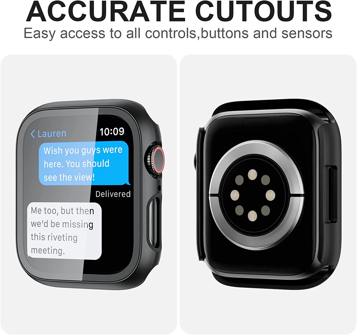 2 Pack Case with Tempered Glass Screen Protector for Apple Watch SE(2023) Series 6/5/4/SE 40Mm, Slim Guard Bumper Full Coverage Hard PC Protective Cover HD Ultra-Thin Cover for Iwatch 40Mm,Black