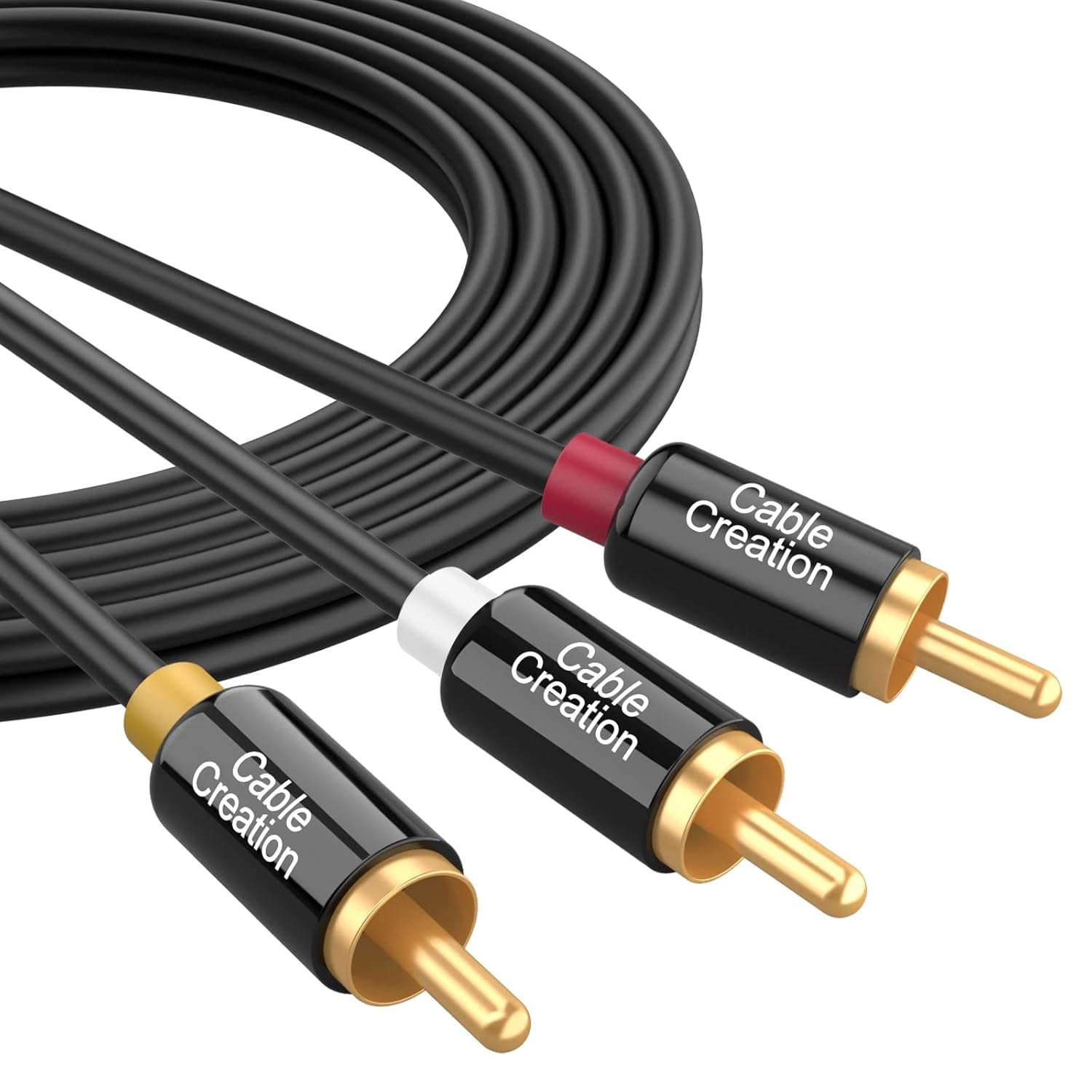 Audio Video RCA Cable, 10FT 3RCA to 3RCA Composite AV Cable Compatible with Set-Top Box, Speaker, Amplifier, DVD Player, 24K Gold Plated