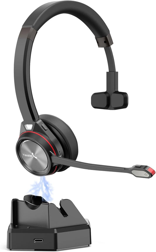 Wireless Bluetooth Headset for Pc/Office - Noise-Cancelling Microphone with Mute & Busy Light, 30H Talk Time, Compatible with Teams/Zoom/3Cx Online Meetings (Y891BT Black)
