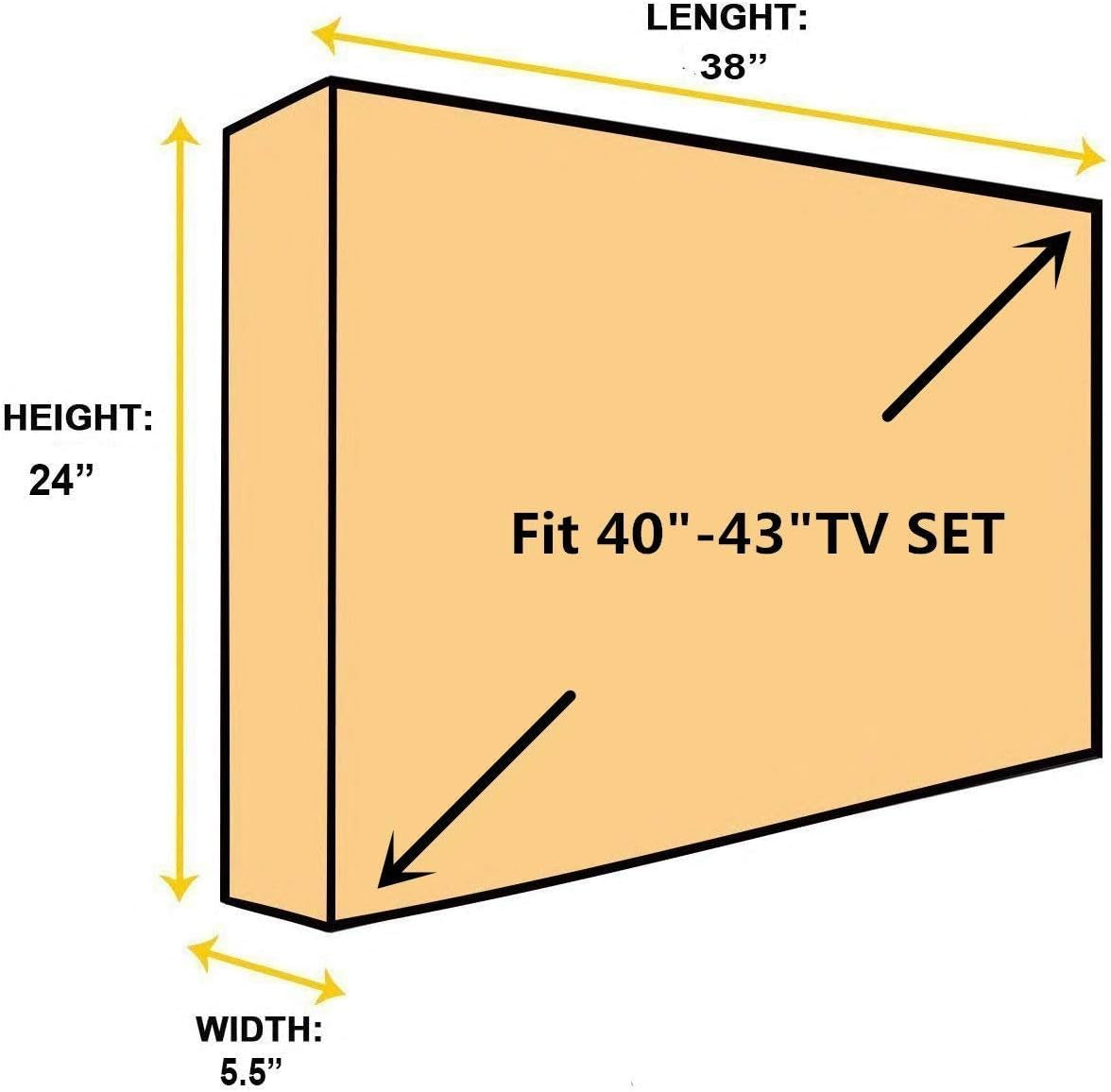 Outdoor 40"-43" TV Set Cover,Scratch Resistant Liner Protect LED Screen Best-Compatible with Standard Mounts and Stands (Black)