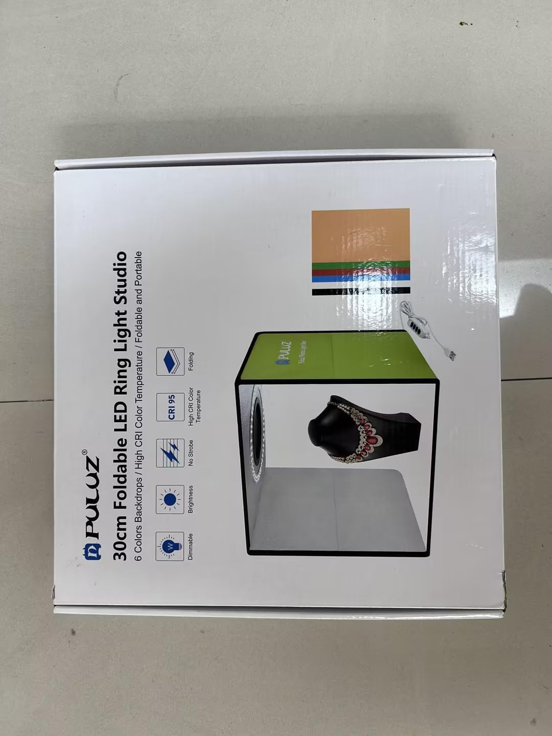 11.8" Photo Light Box, Portable Folding Light Box Photography for Product,Led Light Photo Box with 6 Colors Backdrops