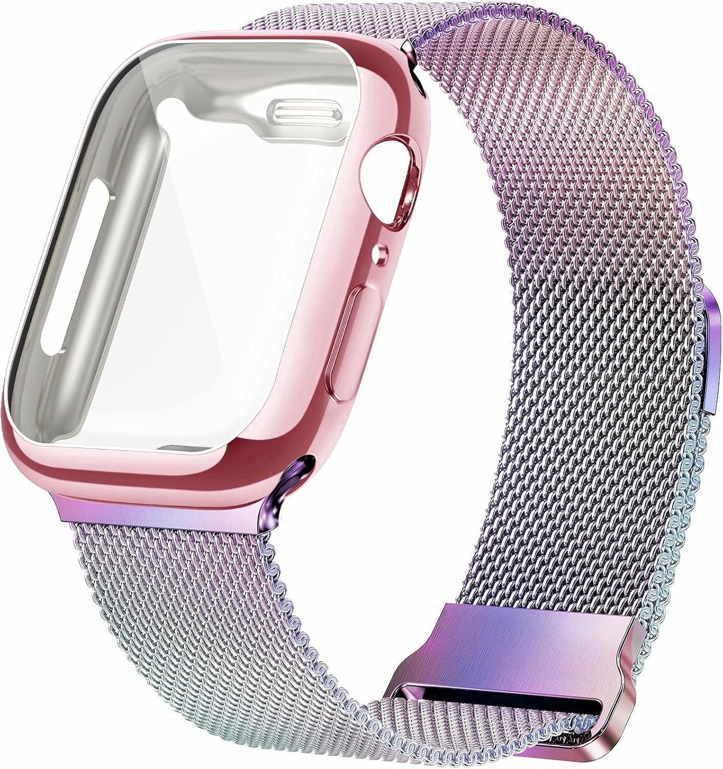 Metal Magnetic Bands Compatible for Apple Watch Band 42Mm with Case, Stainless Steel Milanese Mesh Loop Replacement Strap Compatible with Iwatch Series 10-1 SE Women Men,Colorful