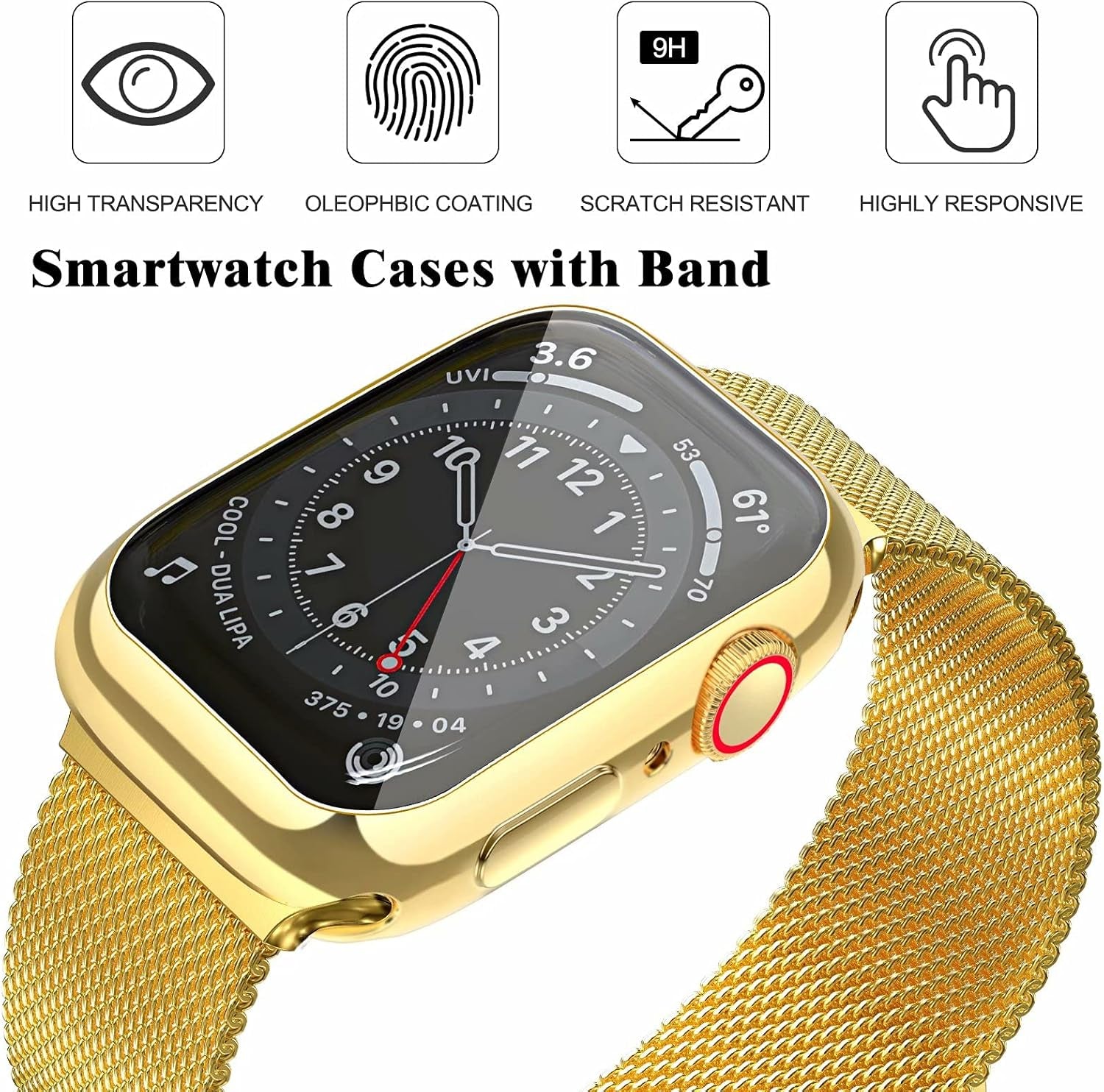 Metal Magnetic Bands Compatible for Apple Watch Band 38Mm with Case, Stainless Steel Milanese Mesh Loop Replacement Strap Compatible with Iwatch Series 10/9/8/7/6/5/4/3/2/1 SE Women Men, Gold