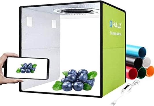 11.8" Photo Light Box, Portable Folding Light Box Photography for Product,Led Light Photo Box with 6 Colors Backdrops