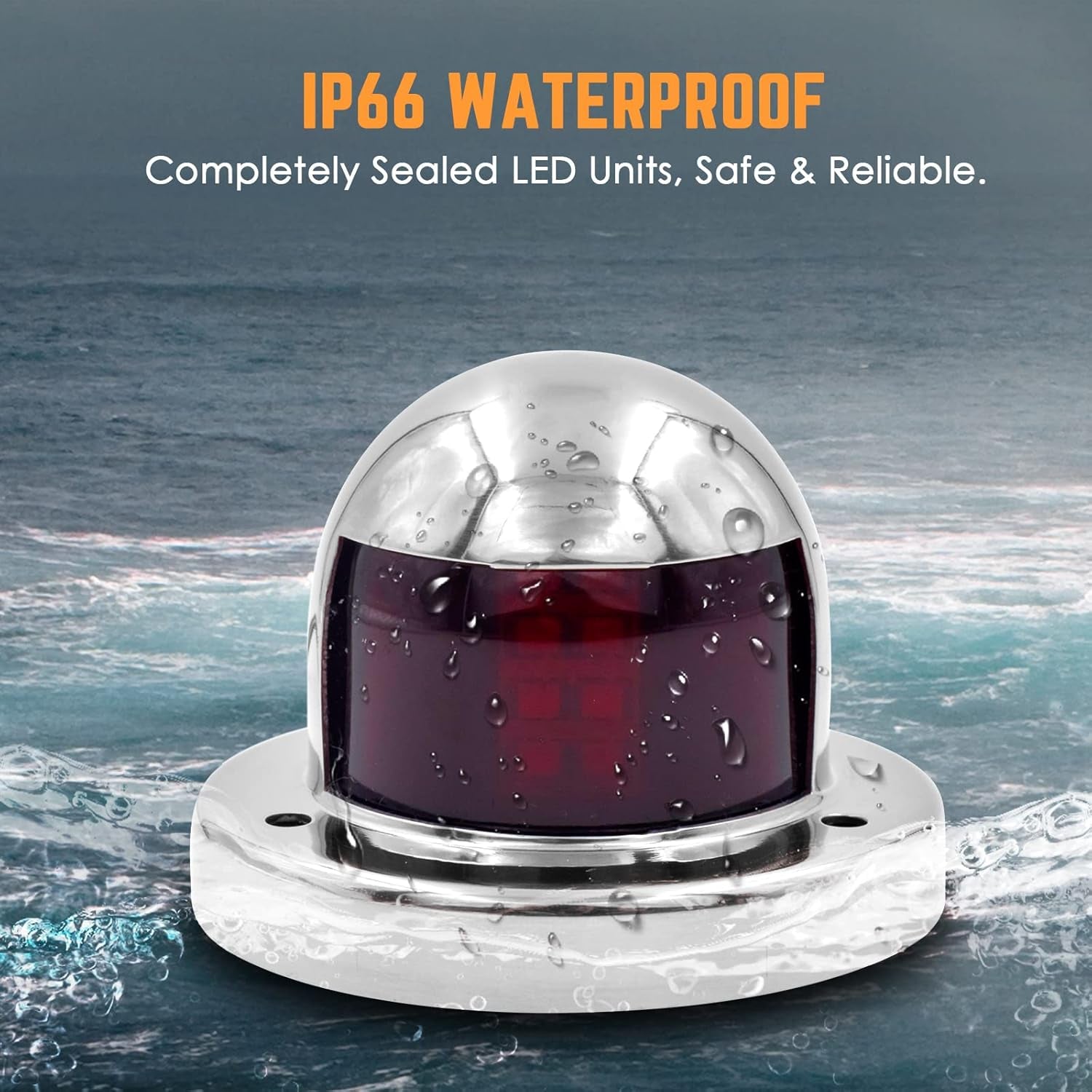One Pair LED Navigation Lights Red and Green Lights Marine Sailing Signal Lights Stainless Steel 12V Bow Side Port Starboard for Boating Fishing Yacht, Pontoons, Chandlery Boat