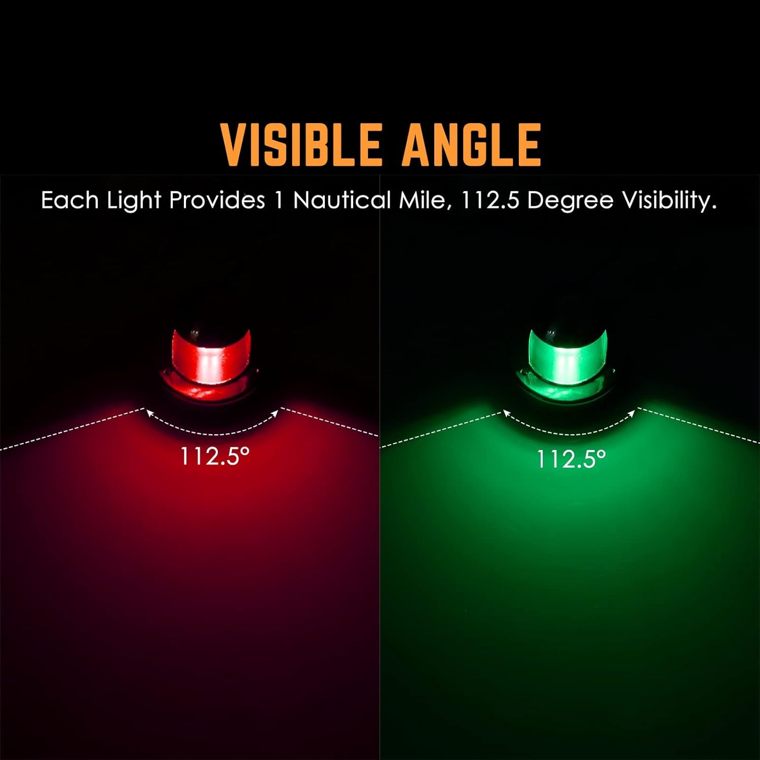 One Pair LED Navigation Lights Red and Green Lights Marine Sailing Signal Lights Stainless Steel 12V Bow Side Port Starboard for Boating Fishing Yacht, Pontoons, Chandlery Boat